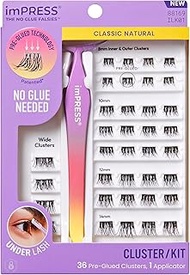 KISS imPRESS Falsies Self Adhesive Eyelashes, Press On Lashes, 12mm-14mm Natural Volume Lashes, Blac