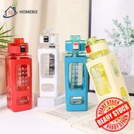 Botol Air Gaya Ins Beruang Petak | Botol Kapasiti Besar Dengan Straw Mudah Alih Untuk Pelajar