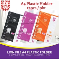 LION FILE A4 Plastic Holder / Transparent File / Clear Holder C / L / U Shape File / A4 Holder (12pc