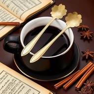 Yellow 5-Petal Flower Head Stainless Steel Spoon
