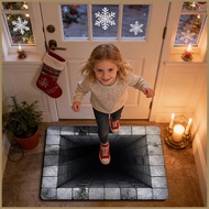 3D Hole Rug 31.5 X 19.7 Inch Non-Slip Quick Dry Home Decor 3D Hole Carpet for Thanksgiving Home Holi