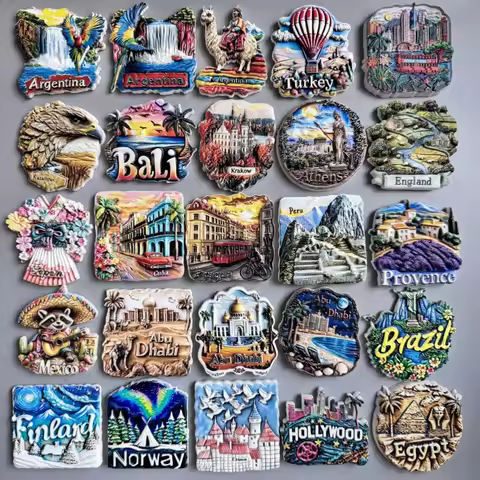 Fridge Magnet Norway Mexico Brazil Argentina Cuba Peru Estonia Poland Finland Abu Dhabi Bali Kazakhs
