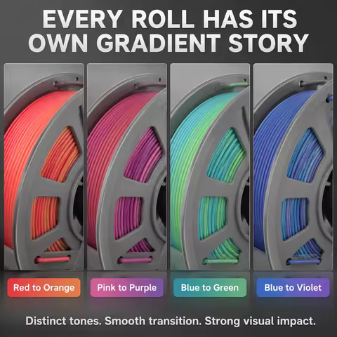 PLA 3D Printer Filament Gradient Color 1.75mm 300g Compact Spool Rainbow Color-Shift 3D Printing Mat