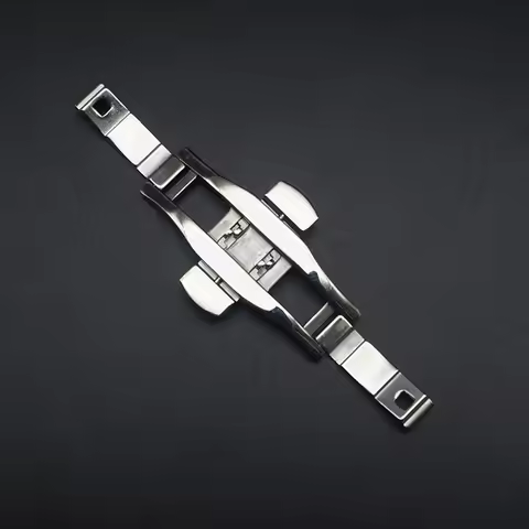 4 5 6mm Stainless Steel Watch Clasp For Longines Double Push Butterfly Watch Band Silver Buckle for 