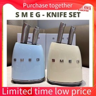 Peralatan dapur ★SMEG Italian Design 6 Piece Knife Set Stainless Steel Vegetables Utility Meat Santo