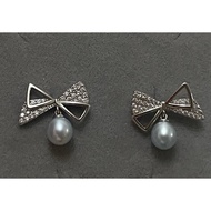 Fresh Water Ear ring-73/ Bow-shaped pearl drop earrings