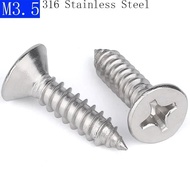 M3.5 316 Stainless Steel Phillips Cross Countersunk Head Tapping Screws Flat screws bolts DIN 7982 I