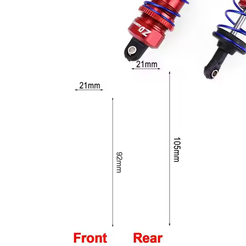 92mm Front 105mm Rear Damper Metal Negative Pressure Shock Absorber 21mm ZD Racing for 1/10 RC Car B
