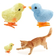 Pet Cat Toys Jumping Walking Hopping Cartoon Plush Chicken Clockwork Cat Interative Playing Toy Wind