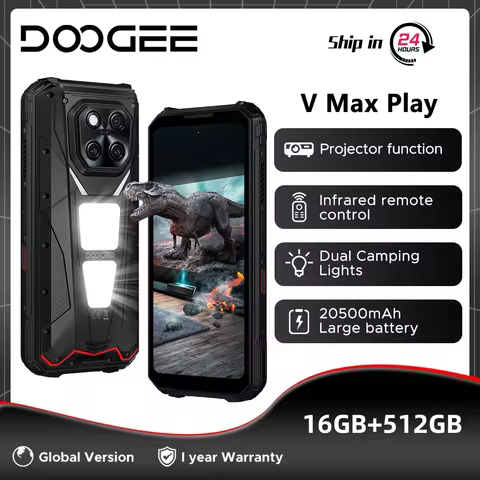 Global Version DOOGEE V Max Play Projector Rugged Phone 16GB 512GB 6.78" 120Hz Dimensity 7300 200MP