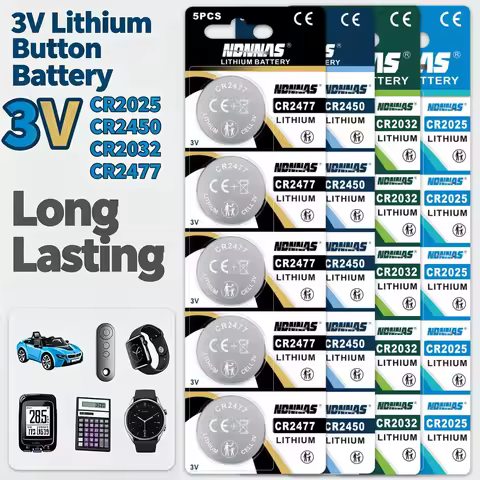 5-10Pcs CR2025 CR2032 CR2450 CR2477 3V Lithium Coin Cell Button Battery For Car Key Watch Remote Con