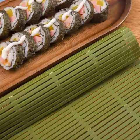 1PC Green Sushi Roller Curtain Commercial Cross-border Japanese Plastic Curtain Nori Rice Curtain No