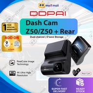 [DDPai] Dash Cam Z50 4K 2160P Dash Cam GPS Dual Channel Front + Rear Cam NightVis Technology DDPai Z50 | 1 Year Warranty under DDPai Malaysia