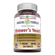 Amazing Nutrition Brewers Yeast Tablets - 7.5 Grain Capsule 500mg 240 Tablets - Supports Healthy Dig