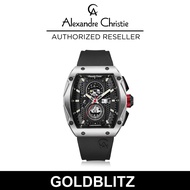 Alexandre Christie AC-6608MCRTBBA Men Black Dial Black Rubber Strap Chronograph Watch