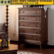 Contact seller】merican Style Chest of Drawers Solid Wood Chest of Drawers Black Walnut Chest of Draw