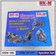RKM 428 Y100 SPROCKET SET 1437  RXZ FRONT SPROCKET 428 14T  Y100 RKM REAR SPROCKET 428 37T  CHAIN LA