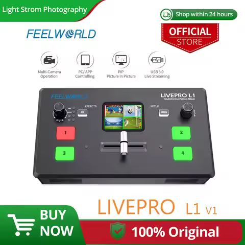 FEELWORLD LIVEPRO L1 V1 Multi Format Video Mixer Switcher 4xHDMI Inputs Camera Production USB3.0 Liv