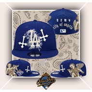 Los Angeles Dodgers & Hell's Angels flat brim cap 59FIFTY fitted cap stylish hip-hop cap fitted cap