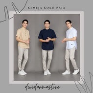 Kemeja Koko Pria Lengan Pendek Baju Koko Linen Basic Polos Koko Pria