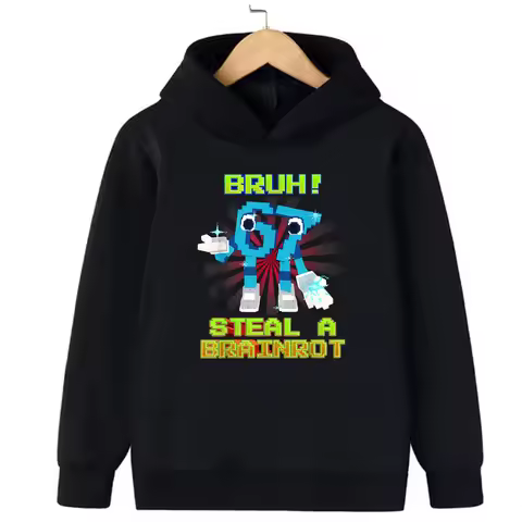 67 Six Seven Clothing Steal A BrainRot Cartoon Girls Boy Hooded Italian Brainrot Sweatshirt Children