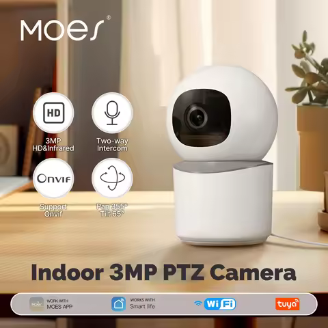 MOES Tuya WiFi Indoor Pan/Tilt Smart Security Camera 3MP HD Infrared Night Vision Motion Tracking So