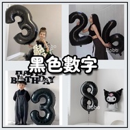 [24h Fast Delivery] 106.6cm Black Number Balloon 133.2cm Black Number Balloon Aluminum Film Large Nu