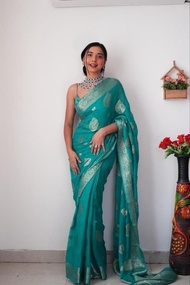 [Pre Order] 1 Minute Soft Cotton Silk Ready To Wear Saree ~ Delivery Lead Time : 10 days