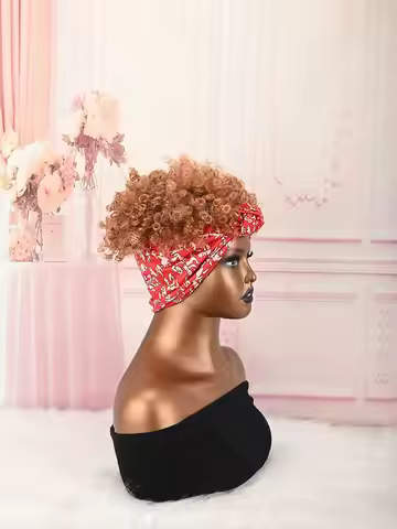 Headband Wig Curly Headband Wig With Bangs For Women Synthetic Afro Curly Hair Wig With Headband Att