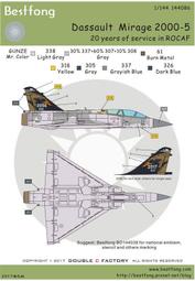 1/144Bestfong水貼紙~Mirage(幻象)2000-5戰鬥機,國軍服役20週年紀念塗裝