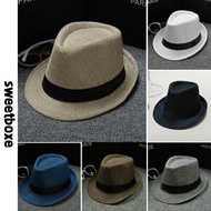 แฟชั่น Mens สุภาพสตรี Straw Trilby Fedora หมวกฤดูร้อน Sun หมวกปานามา Beach ใหม่