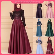 Muslimah Women Plus Size Long Sleeve Lacey Maxi Muslim Dinner Evening Dress Gown dress muslimah with