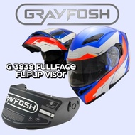 VISOR FLIP UP SEMI SMOKED/TINTED FULL FACE GRAYFOSH G3838 100% ORIGINAL
