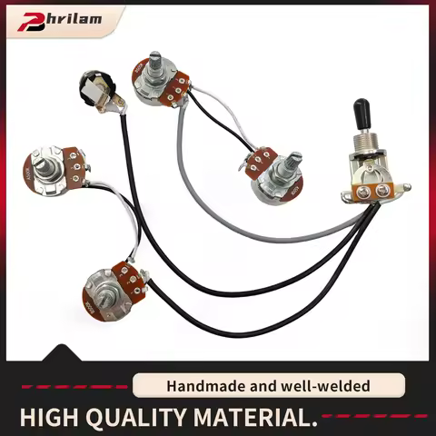 PHRILMGuitar Pre-Wired Harness Humbucking Pickup Harness Pre-Wired 2V2T with 500K Potentiometer and 