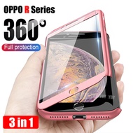 เคส OPPO R9 R9s บวก R11s R11 R15 R17 Pro 360เคสโทรศัพท์แข็งฝาครอบป้องกันเต็มตัวพร้อมกระจกเทมเปอร์