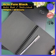 Tropical Blue Arto Hardcover Black Paper Sketch Book Wire O A4 A5 Notebook Drawing For Artists Lukis