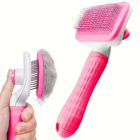 2-in-1 Heavy Duty Pet Grooming Comb & Massager - One-Click Detachable Head, Reduces Shedding & Remov