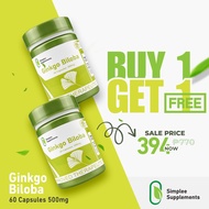 [BUY 1 GET 1] Simplee Ginkgo Biloba Capsule Supplement – 500mg 60 Capsules – FDA Approved Natural He