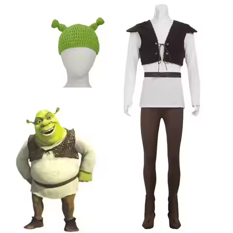 Shrek Cosplay Costume Mens Costume Shirt Vest Pants Full Set Halloween Outfit