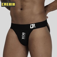 ORLVS (1 Pieces) Sexy Men Underwear Thong Cotton Print BOX Fashion Men Underpants Lingeries Breathable Pouch Black White Innerwear Male Panties OR213
