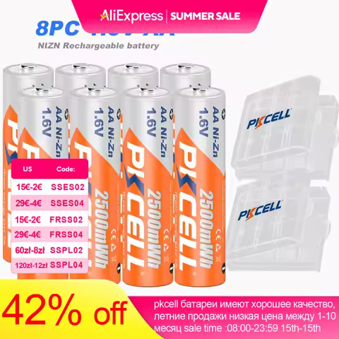 8PC PKCELL AA Ni-Zn Battery 2500mWh 1.6V Nickel-Zinc AA Rechargeable Batteries Baterias For Flashlig