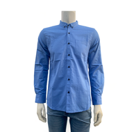 Vanfive Kemeja Pria Basic Polos Panjang Biru B1915