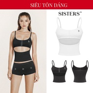 SISTERS women's 2-strap crop top with chest cutout, designed with tight elastic corset form and atta