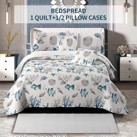 Bed Cover Set Queen Size, universal for 4 Seasons (1 Bed Cover, 1-2 Pillowcases), Suitable for Bedro