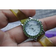 Second-Hand Japanese Vintage Watch EYKI QUARTZ System Women's Round Shape Diamond Frame White Face D