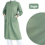 PO 7pcs Gown Zip Sage + Logo
