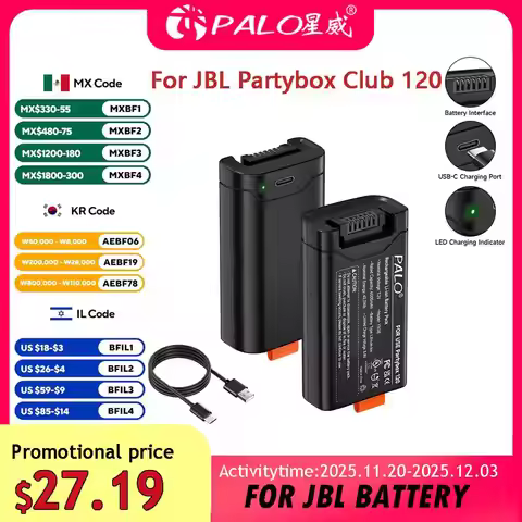 PALO Battery For JBL Partybox Club 120 Portable Speaker JBL Battery 200 Replacement battery