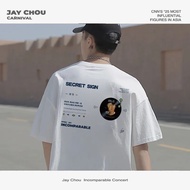 【Spots现货】周杰伦穿棉白色T恤歌名合集短袖晴天一路向北回到过去播放器衣服Jay Chou Wears Cotton White T-shirt Song Title Collection Short Sleeves