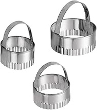 Stainless Steel Cookie Cutters, 3 Pieces Professional Baking Dough Tool Cookie Cutter Set with Handl