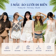 Buttoned Mesh Hooded BeachJacket, Bikini Outerwear Swimwear Loose Beach Bikini Robe